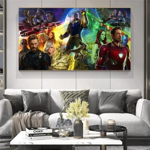 Marvel Avengers Character Collection Canvas Painting HD Print Poster Home Living Room Decoration Black and White Wall Decoration