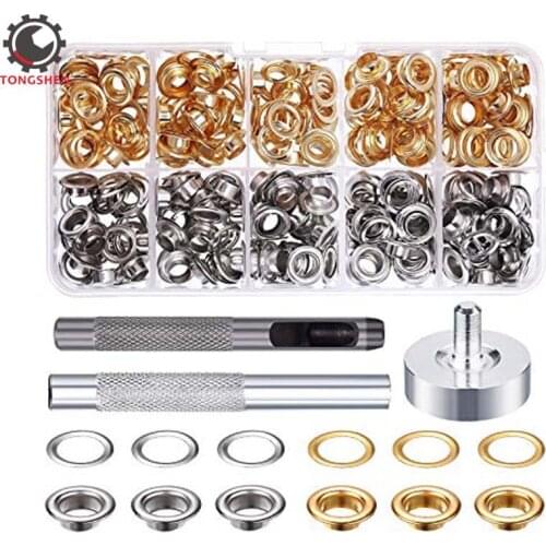 Metal Grommet Kit 200 Sets Metal Grommets Eyelets With Install Tool Kit 2 Colors For Leathercraft DIY Bag Tags Clothes Accessory