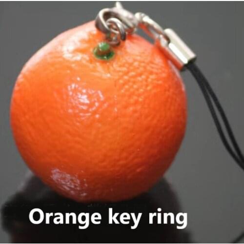 1pcs Orange Keychain Cute Mini Simulation Fruit Food Key Chain Resin Cake Keychain Gift Pendant Accessories Keyring Couple Gift