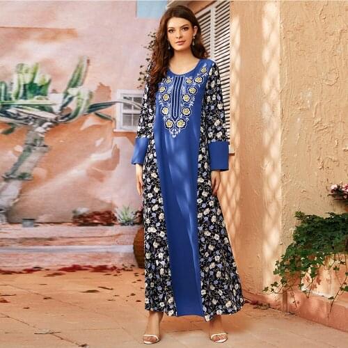 Fashion Printed Floral Muslim Dress Abaya Kaftan Muslim Hijab Dress Abaya female Islamic Robes Tassel Caftan Dubai Djellaba wy54