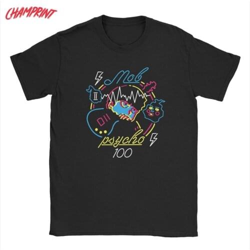 Mens Mob Psycho 100 Manga T Shirts Anime Cotton Tops Novelty Short Sleeve Round Neck Tee Shirt Summer T-Shirt