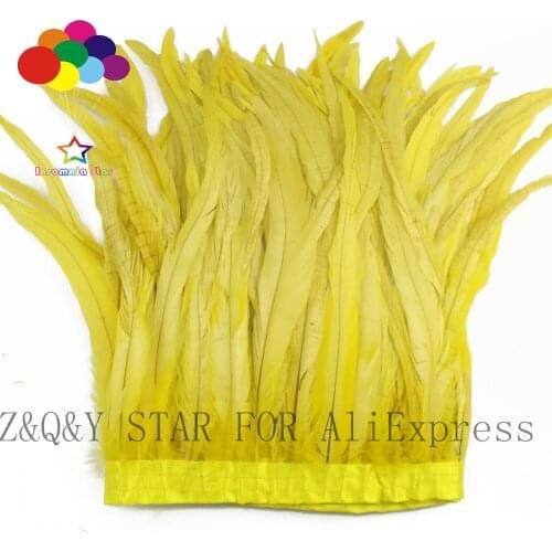 Natural cock tail feather 20-25CM dyed yellow DIY jewelry craft show clothing accessories feather