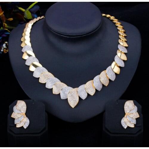 Bride Talk Luxury Women Fashion Jewelry Set 2 PCS Cubic Zirconia High Quality Dubai Bridal Necklace Earrings Wedding Jewellery