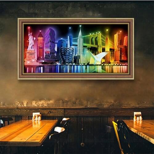 New AB DIY Diamond Painting Stitch Statue of Liberty Diamond Mosaic City Night Rhinestone Art Bead Embroidery Kit Home Decoratio