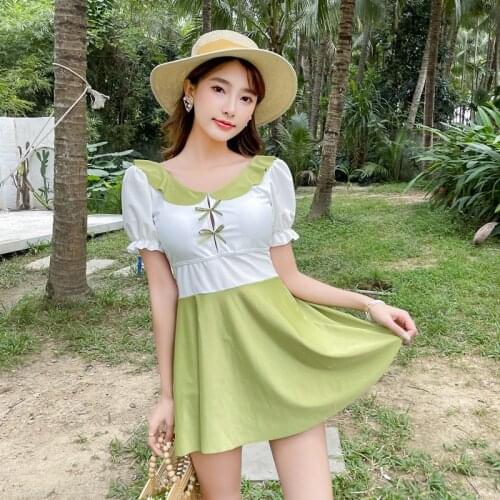 2021 New Korean Sexy High Cup Female Solid Swimwear One Piece Swimsuit Women See Monokini Backless Bathing Suit Swim Swimskirt