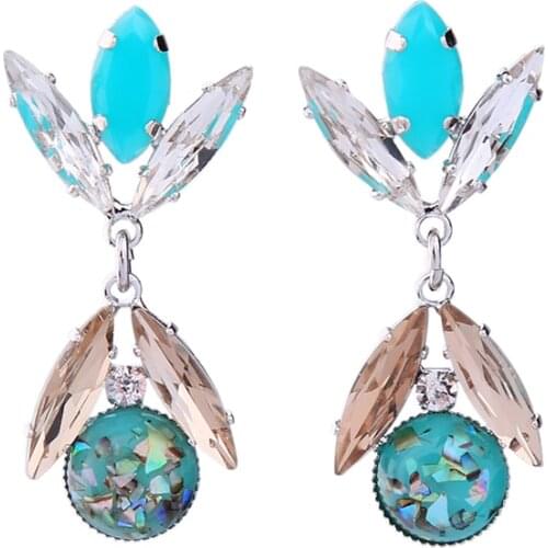 Bulk Price Colorful Geometric Glass Round Drop Earrings 2017 New Fashion Jewelry Women Accessories Brincos