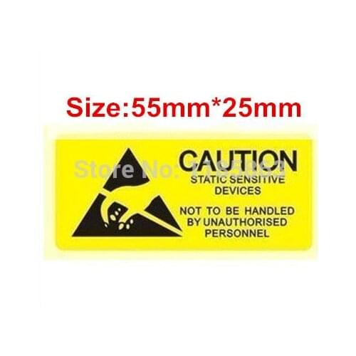 ESD CAUTION Sticker warning labels 55x25mm 100pcs/lot Waterproof PVC Material Adhesive labels Free shipping