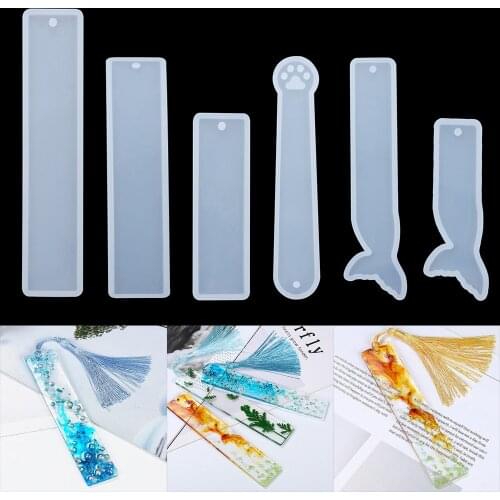 Rectangle Bookmark Silicone Mold Fish Tail Shape Bookmark Casting Mould for DIY Epoxy Resin Craft Jewelry Making Supplies