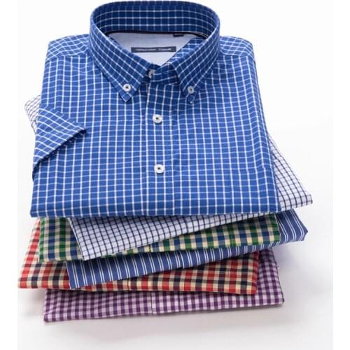 100% cotton summer mens shirt Mens business casual plaid short-sleeved shirt Oversize 8XL 9XL 10XL 9 color options
