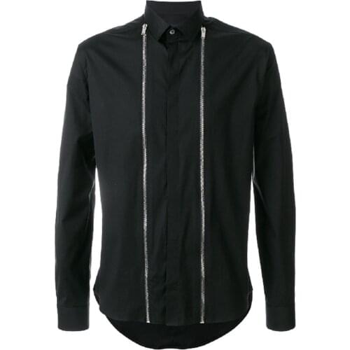 S-6XL! Large mens shirts 2019 Original design stitching mens shirt black slim zipper mens jacket