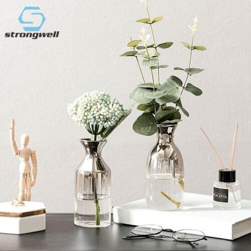 Strongwell Home Decoration Nordic Gradient Glass Vase Hydroponics Desktop Decoration Ornament Plants Holder Furnishings Artware