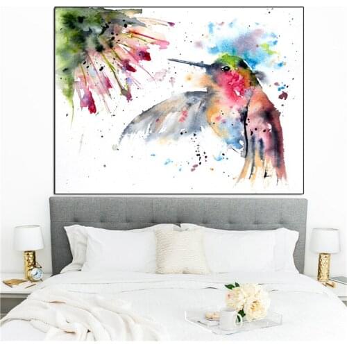 The Friendship Hummer Watercolor Wall Art Canvas Minimalist Posters Prints Painting Wall Pictures For Bedroom Home Decor Artwork