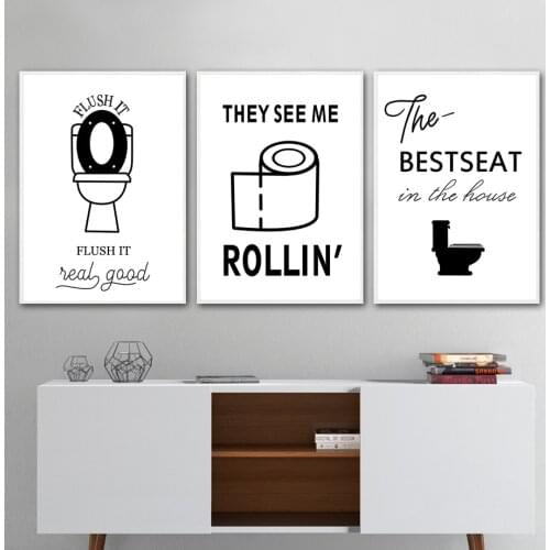 WC Toilet Paper Karma Quote Funny Poster Wall Art Canvas Painting Nordic Posters And Prints Wall Pictures For Bathroom Decor