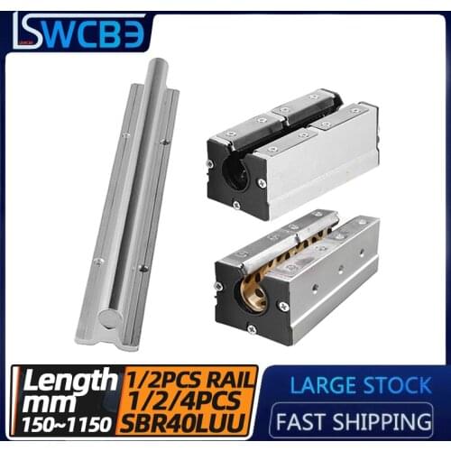 Lengthened open box linear guide rail SBR40, L=150-1150mm,Lengthened dustproof / copper sleeve + dustproof