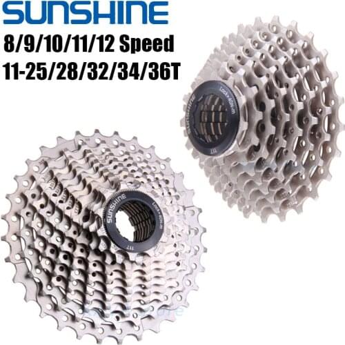 SUNSHINE Road Bike Freewheel 8/9/10/11/12 Speed Cassette 11-25/28/32/34/36T Steel Bicycle Freewheel Cycling Accessories