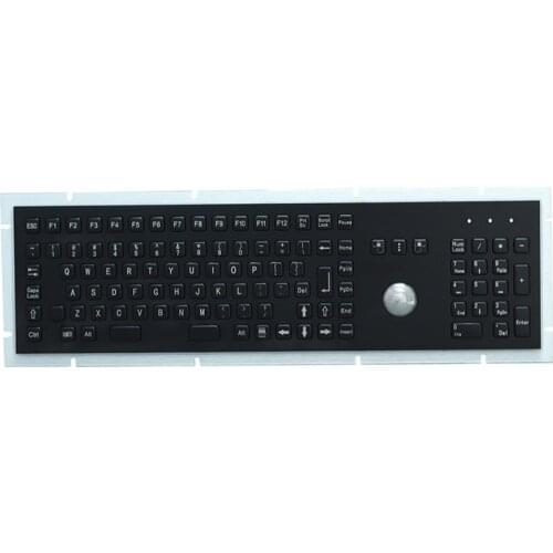 Waterproof Black Metal Panel Mount Keyboard With Trackball Function Keys And Number Keypad