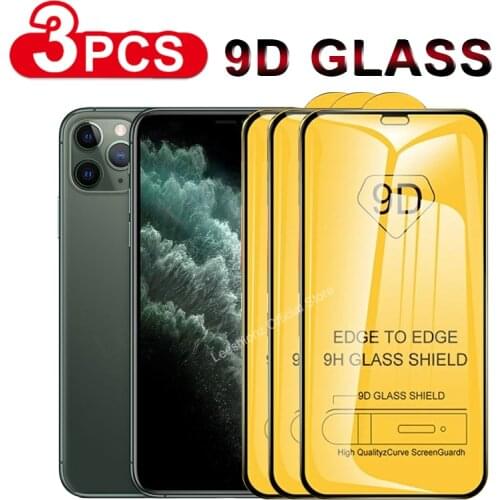 9D 3Pcs Tempered Glass For iPhone 11 12 13 Pro Max Screen Protector For iPhone X Xr Xs Max 7 8 6S Plus SE2020 Full Cover Glass