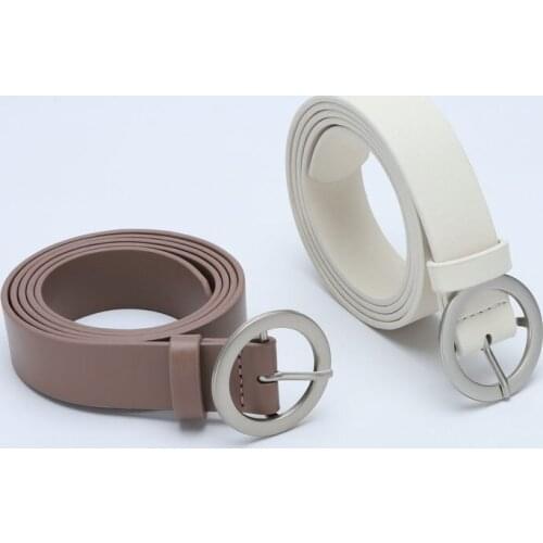 Casual Decoration Womens Belt Metal Round Pin Buckle All-Match Casual Jeans Spring Summer Dress Shirt Thin Belt Ladies