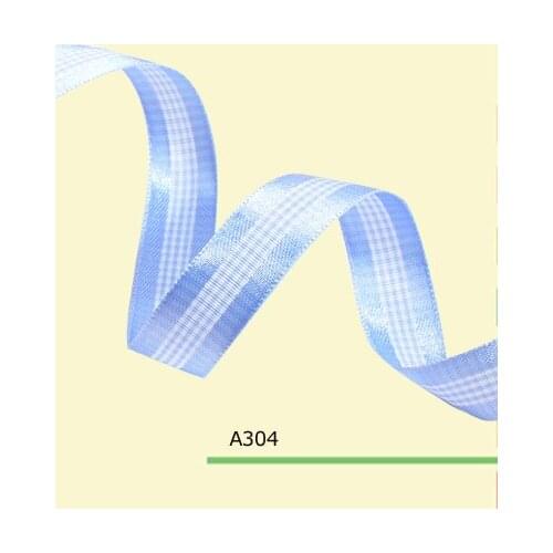1-1/2" inch 38mm blue plaid ribbon