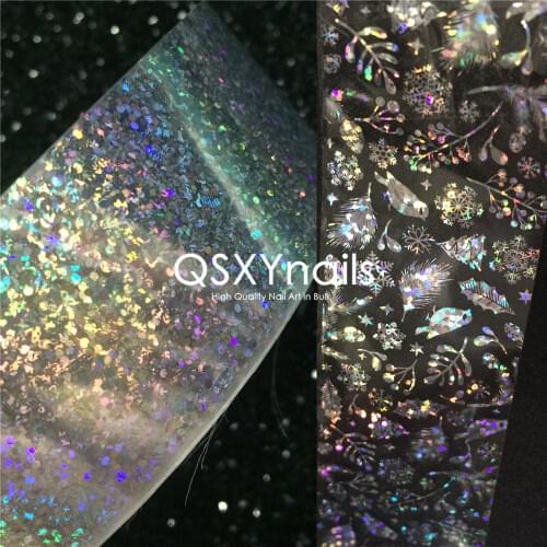 1Roll 4cm*500m Holographic Christmas Snowflakes Nature Bird Star Leaf Laser Foils Transfer Paper Sticker Decal Nail Art Manicure