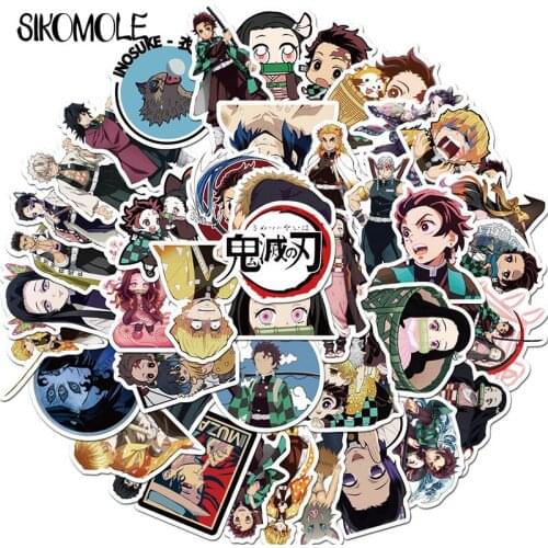 50PCS Demon Slayer: Kimetsu no Yaiba Sticker Cosplay Props PVC DIY Guitar Car Tanjirou Nezuko Decal Stickers Pegatina Gift F4