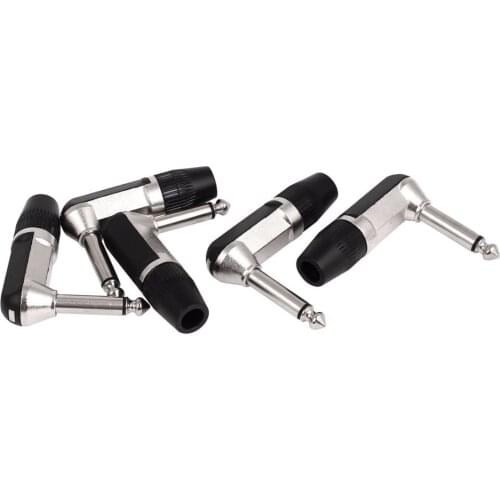 10Pcs 1/4 6.35mm Mono Speaker Right Angle Guitar Phono Plug