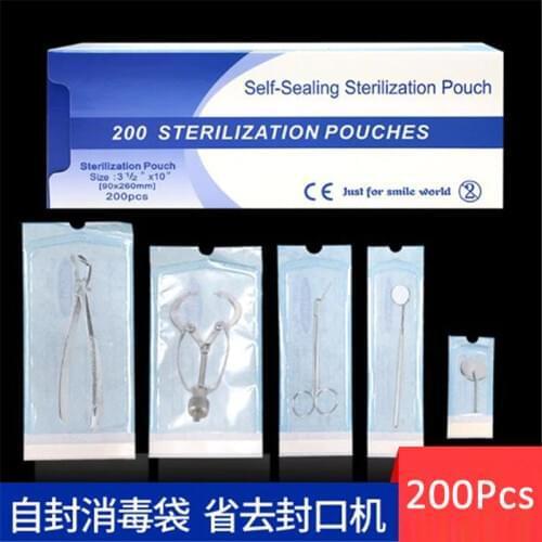 200 Pieces/Bag Dental Self Sealing Pouch Disposable Dental Tattoo Tool Storage Bag 6 Type to Choose