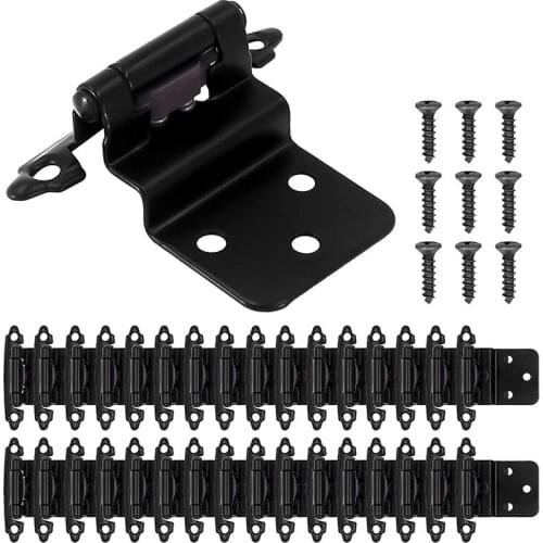 24 Packs Inset Kitchen Cabinet Door Hinges Face Frame Matte Black 3/8inch Self Closing Cupboard Hinges