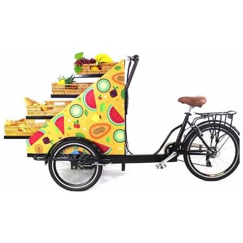FREE shipping by sea CNF Electric version 3 wheel vegetables fruit retail bike with baskets tricycle food truck mini pickup truc