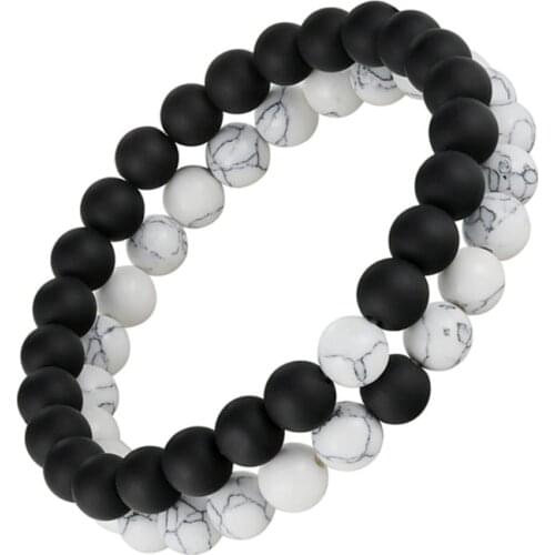 2pcs/set Distance Bracelet Crown Beads Charm Natural Stone Bracelets for Women Men Couples friendship bracelets Jewelry Gifts