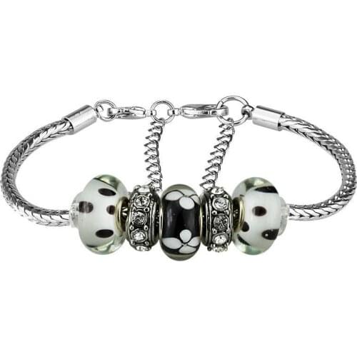 Macrame Bracelet European Women DIY Murano Charms Bracelets Bangles Wholesale Cheap Lampwork Glass Bead and Lobster Clasp