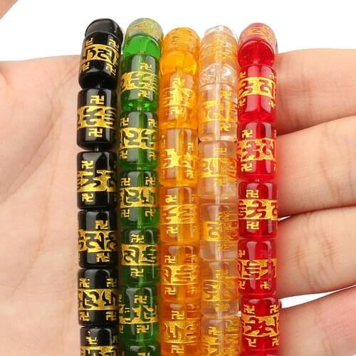 Natural Stone Beads Six Word Mantra Prayer Beads Cylinder Shape Loose Spacer Beads for Jewelry Making DIY Bracelet Neckalce 15