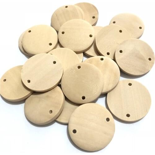 Natural Wooden Flat Round Beads Loose Spacer Charms Jewelry Findings Double Hole Flat Beads for Earrings Making 25*4mm 30Pcs/Lot