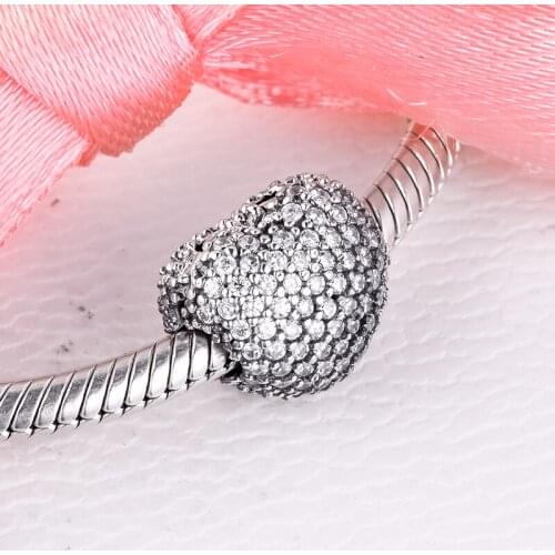 Pave Open My Heart Clip Charm 925 Sterling Silver Clear Cz Beads for jewelry Making Fit Charms Bracelet DIY 02151