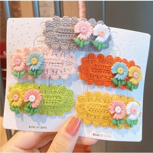 Childrens hair accessories-Wool Knitting hairpin Bangs Resin flower Girls' BB hairpin 2021 New style hot sale