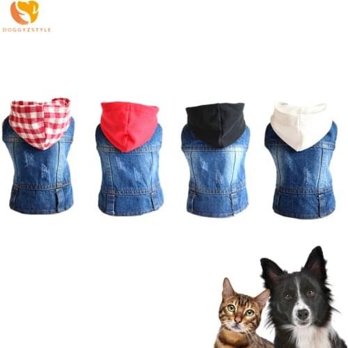 DOGGYZSTYLE New Denim Pet Clothes Dogs Jean Jacket Hoodies Vest Summer Puppies Cat Personalized Chihuahua Casual XS-XXL