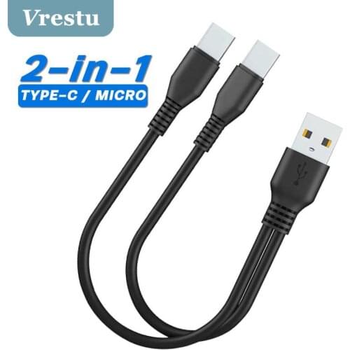 USB Type C Cable for Samsung Galaxy Note 20 S21 Micro Kabel Y Splitter 2 in 1 Fast Charge USBC Microusb for Android Mobile Phone