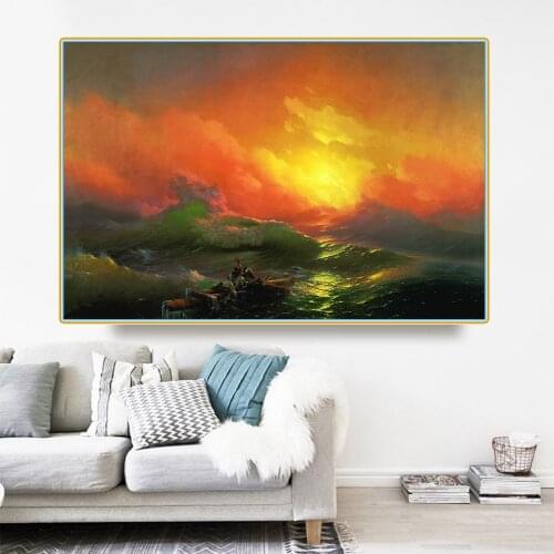 Citon Ivan Aivazovsky《The Ninth Wave》Canvas Oil Painting Artwork Poster Picture Modern Wall Decor Home Living room Decoration