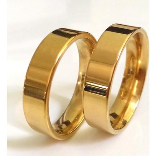 Wholesale 50PCS mens womens GOLD band rings 6MM Wedding/Engagement/Anniversary Elegant 316L Stainless Steel Rings
