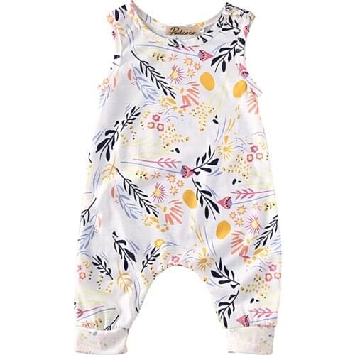 Rompers Baby Girls Clothes 2019 Summer Newborn Kids Baby Infant Girl Cotton O-Neck Sleeveless Romper Girl Floral Jumpsuit Outfit