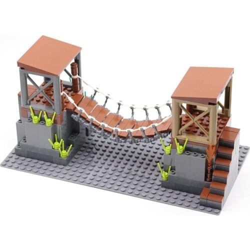 MOC Building Block Military Soldiers Figures Battle Scene Suspension Bridge Compatible Children Toys