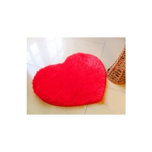 2019 New 40cm x 50cm Washable Silky Heart-shaped Anti-Slip Floor Mat Soft Fluffy Rugs Bedroom Bathroom Decor Rug 10 Colors