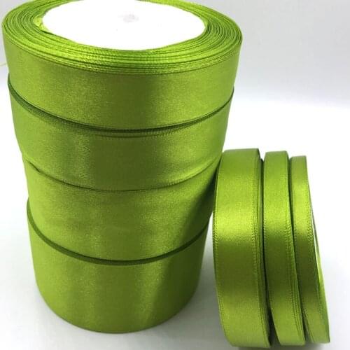 25 Yards Olive-Green Silk Satin Ribbon Wedding Party Decoration Gift Wrapping Christmas New Year Apparel Sewing Fabric Ribbon