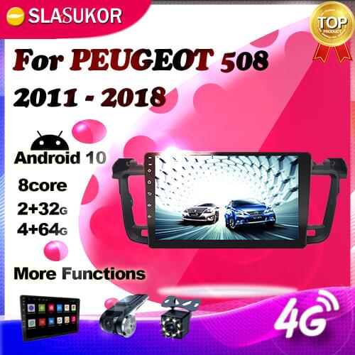 6+128G Android Multimedia Video Audio Player For PEUGEOT 508 2011 2012 2013 - 2018 4G Car Radio Navigation GPS WIFI No 2din DVD
