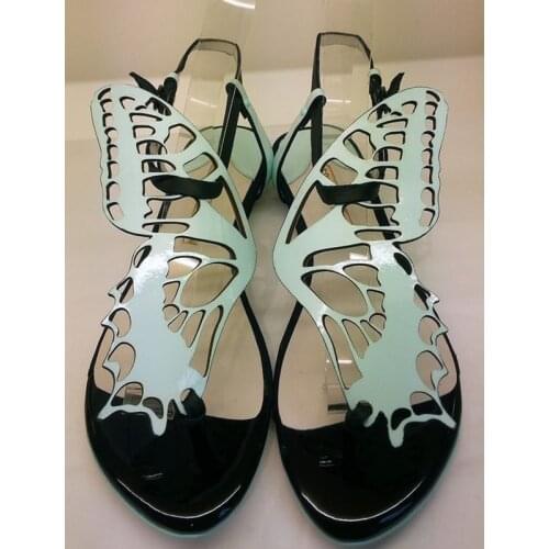 ASHIOFU New Handmade Girls Flat Sandals Butterfly Designed School Casual Summer Shoes Party Daily Wear Fashion Sandals Shoes