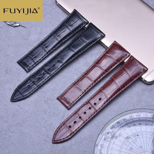 New FUYIJIA 32MM Custom VILLERET Strap Genuine Alligator Watchbands Men Handmade Crocodile Leather Belt waterproof Watch Band 20