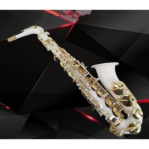 New High Quality White Golden key Alto saxophone E flat musical instruments played super professional grade Gift