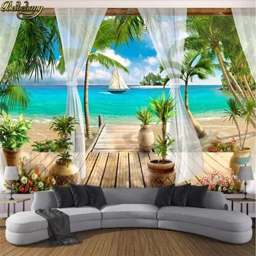 Beibehang Custom wallpaper mural balcony sea view 3d background walls papel de parede infantil wall papers home decor