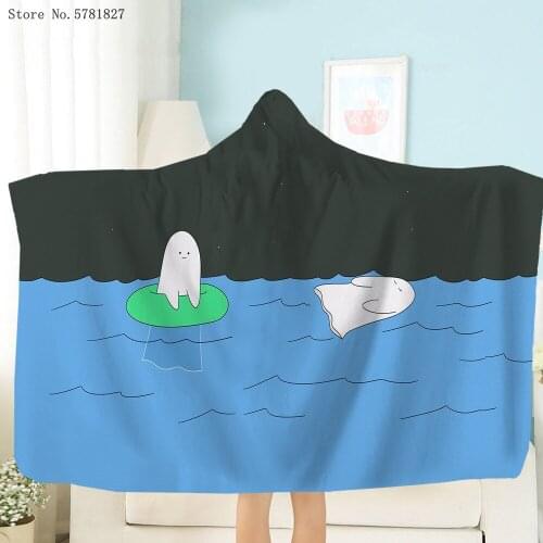 Anime Cartoon Hooded Blanket Artistic Illustration Fleece Blanket Bag Clothes Wearable Blanket 3D Print Nap Office Throw Blanket