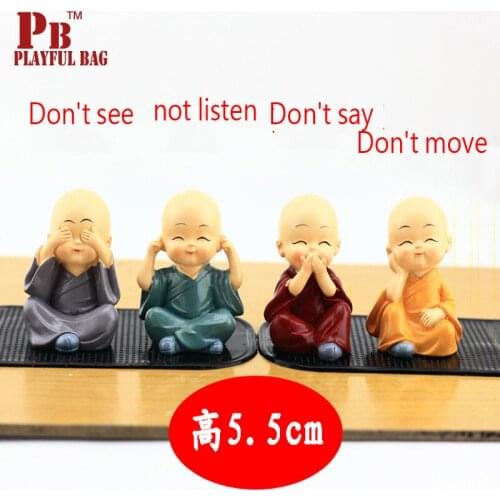PB Playful bag 4pcs Funny cute best gift four little monks of Shaolin Kung Fu Chinese Mini Figure 5.5cm child ornaments